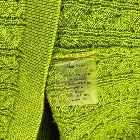 Talbot’s Kelly Green Cotton Cable Knit Top Women’s Size Medium Button-Tab Blouse - Picture 4 of 4